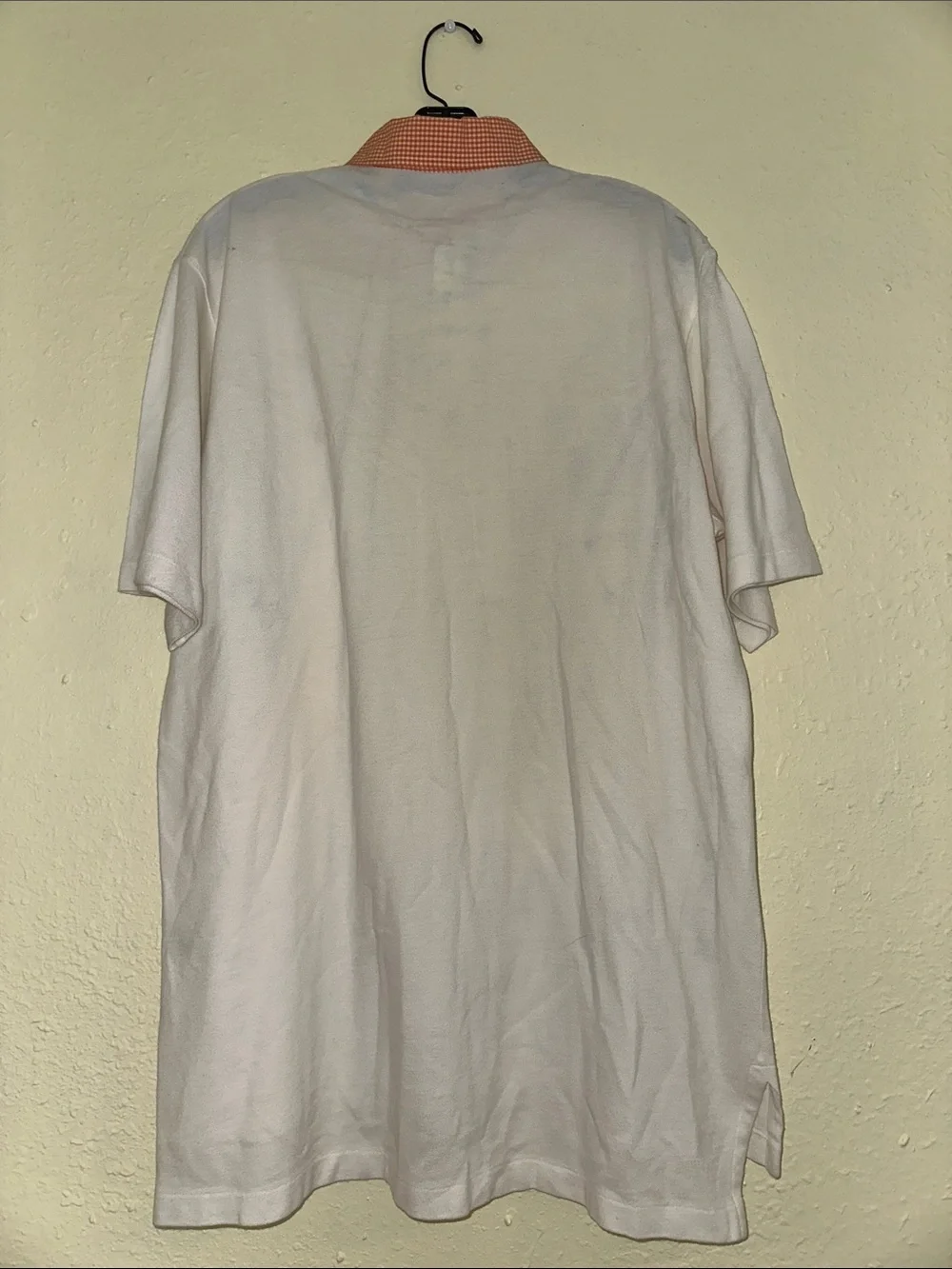 Ralph Lauren White Polo with Orange Check Collar